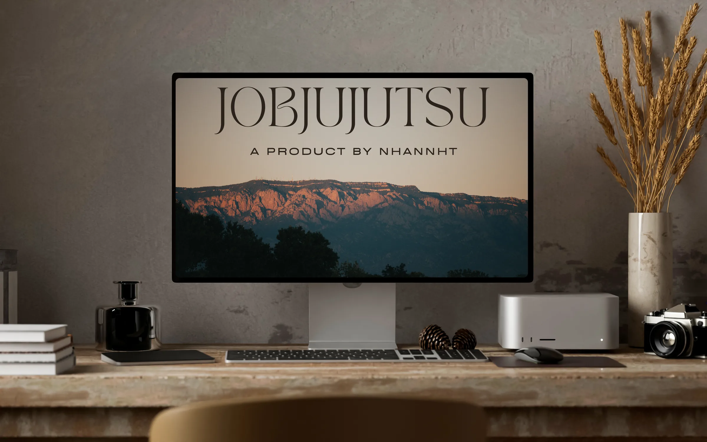 JobJujutsu on a Studio Display, showing the product title screen